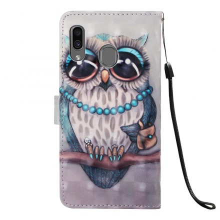 Funda de cordón para Samsung Galaxy A30 Miss Owl
