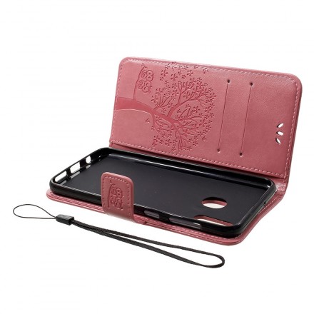 Funda con colgante para el Samsung Galaxy A30 de árbol y búho