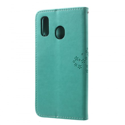 Funda con colgante para el Samsung Galaxy A30 de árbol y búho