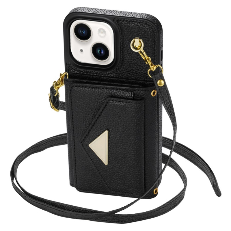 Funda rígida iPhone 14 Plus con tarjetero clásico y colgante
 para el hombro
