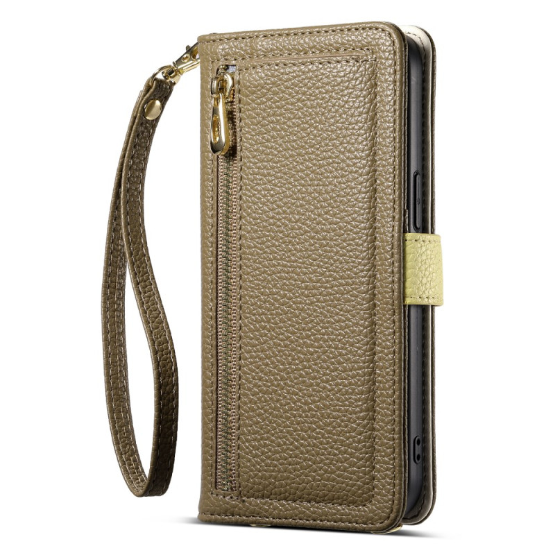 Funda para IPhone 14 Pro con bolsillo con cremallera y espejo