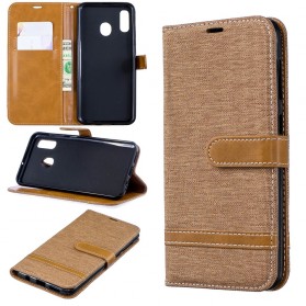 Funda de tela y piel para Samsung Galaxy A30