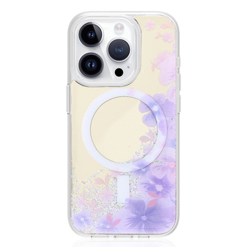 Funda MagSafe para iPhone 14 Pro con estampado floral y superficie de espejo