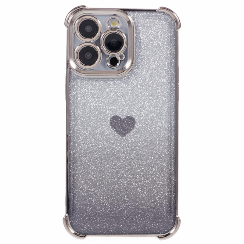 Funda iPhone 14 Pro con corazón y purpurina