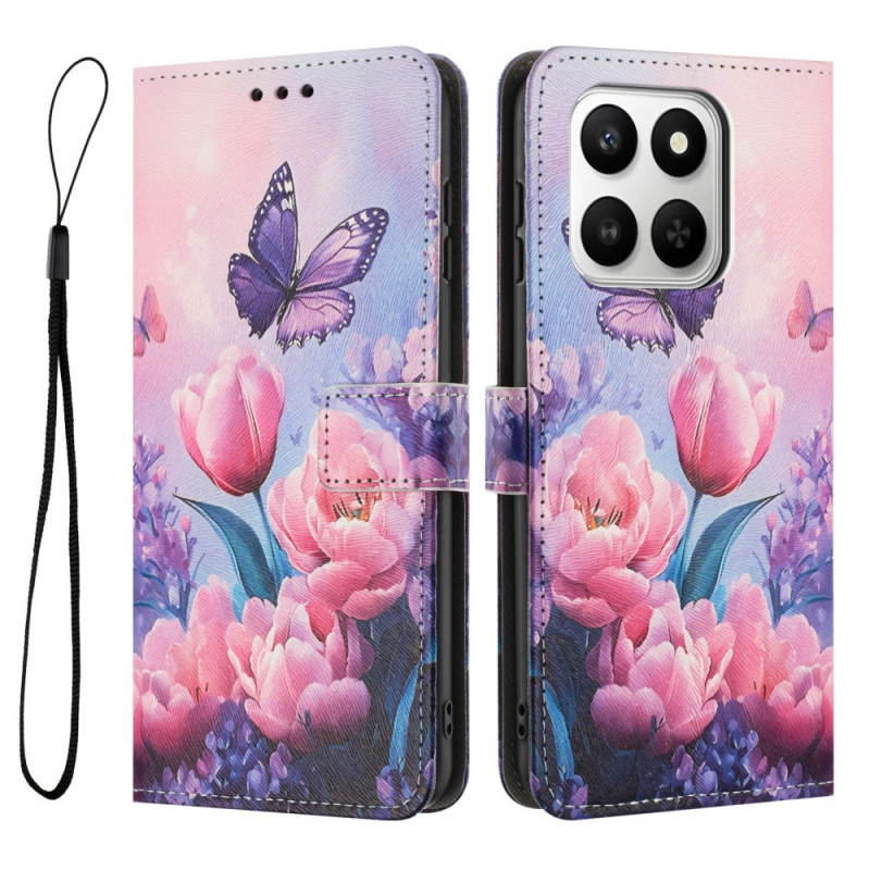 Honor 400 Smart 4G Funda Tulipanes y Mariposas