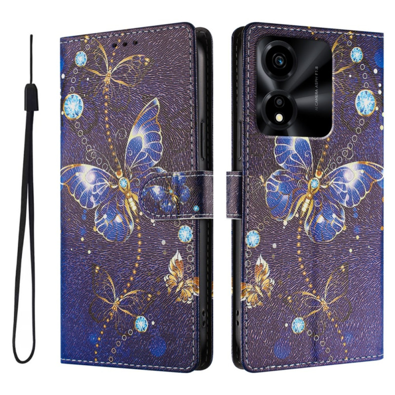 Honor X5c Plus Funda Mariposas Azul y Oro