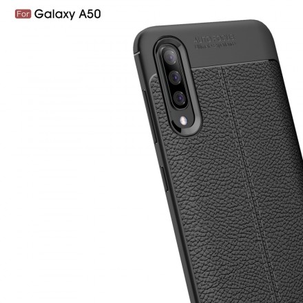 Funda de piel Samsung Galaxy A50 efecto lichi doble línea