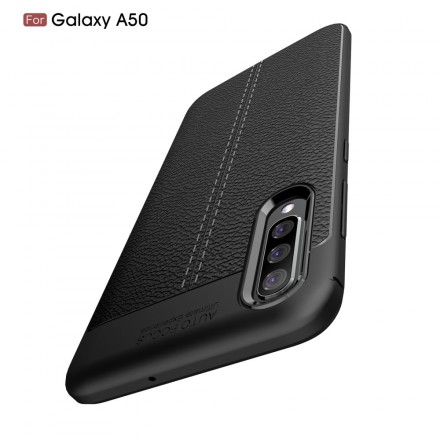 Funda de piel Samsung Galaxy A50 efecto lichi doble línea