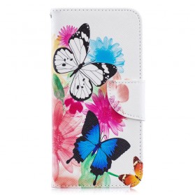 Portada Huawei Y6 2019 Mariposas y flores pintadas