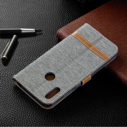 Funda de tela y colgante con efecto cuero para el Huawei Y6 2019