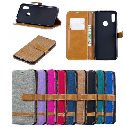 Funda de tela y colgante con efecto cuero para el Huawei Y6 2019