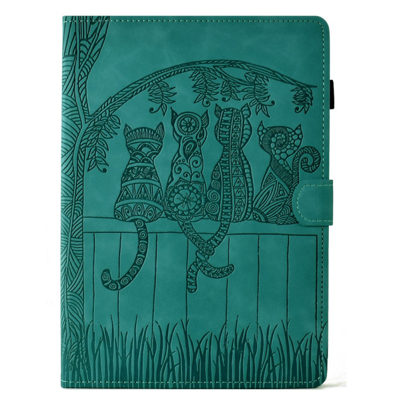 Samsung Galaxy Tab S11 Funda Efecto Gamuza Escena Gatos