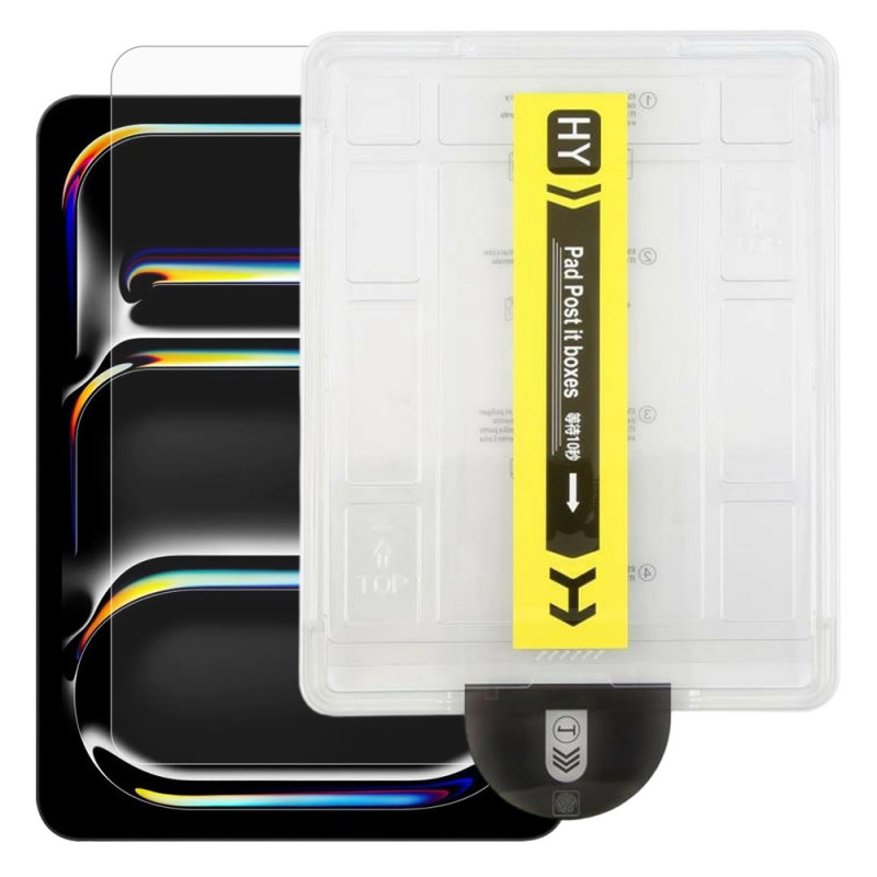 Protector de pantalla de cristal templado para iPad Pro 11 (2025) / (2024) Herramienta automática para quitar el polvo