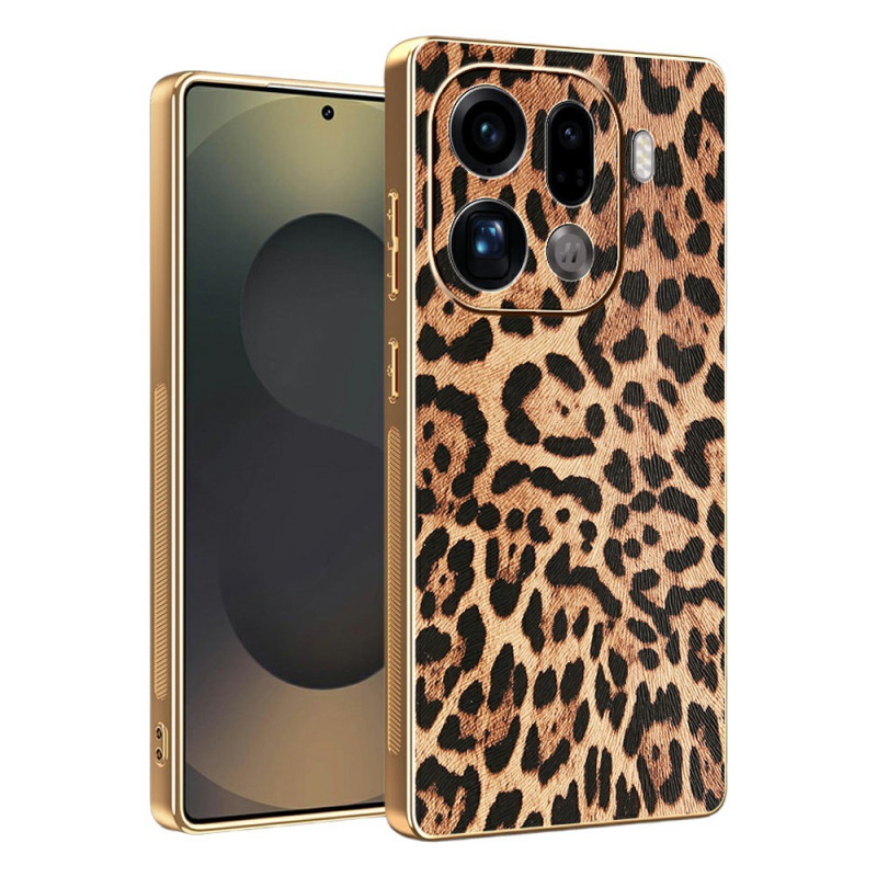 Funda Oppo Find X9 Pro 5G Patrón Leopardo con Acabado Dorado