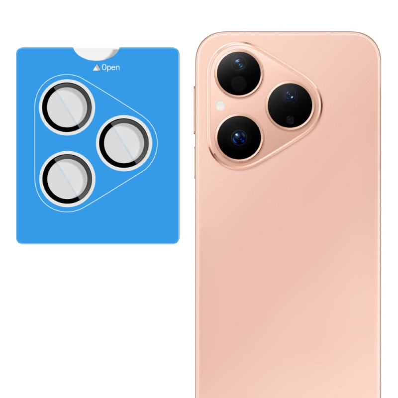 Lente protectora de cristal templado para Huawei Pura 80 Marco de autoposicionamiento (círculos negros)