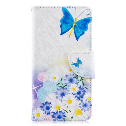 Funda Samsung Galaxy A40 Mariposas y flores pintadas