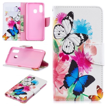 Funda Samsung Galaxy A40 Mariposas y flores pintadas Funda Samsung Galaxy A40 Mariposas y flores pintadas