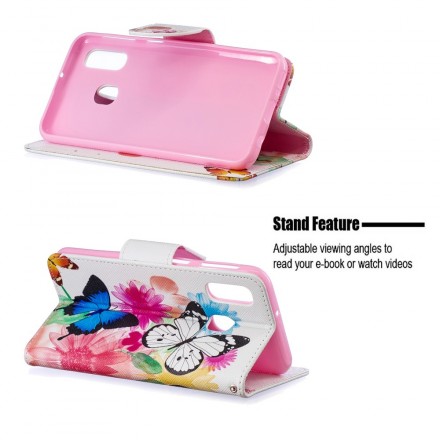 Funda Samsung Galaxy A40 Mariposas y flores pintadas Funda Samsung Galaxy A40 Mariposas y flores pintadas