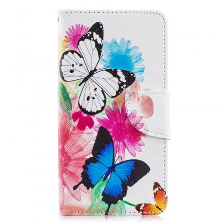 Funda Samsung Galaxy A40 Mariposas y flores pintadas Funda Samsung Galaxy A40 Mariposas y flores pintadas
