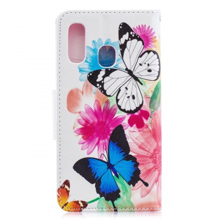 Funda Samsung Galaxy A40 Mariposas y flores pintadas Funda Samsung Galaxy A40 Mariposas y flores pintadas