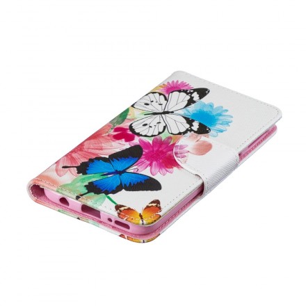 Funda Samsung Galaxy A40 Mariposas y flores pintadas Funda Samsung Galaxy A40 Mariposas y flores pintadas