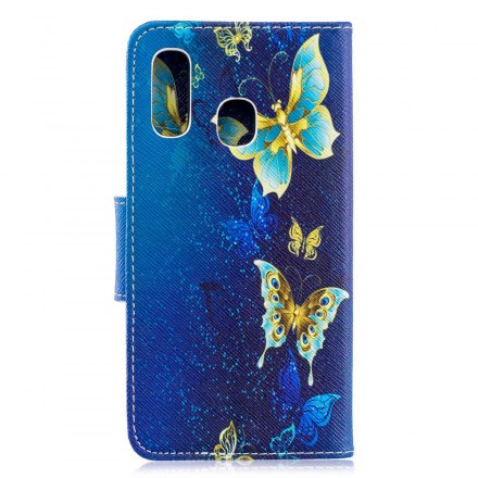 Funda de mariposa dorada para Samsung Galaxy A40