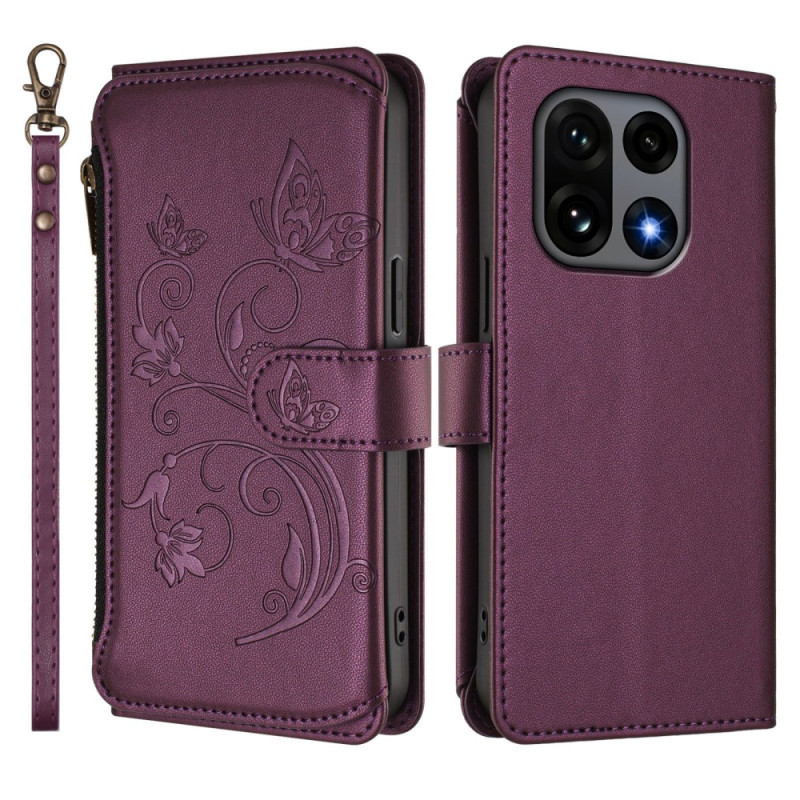 OnePlus 15 Wallet Funda
 Floral con Colgante
