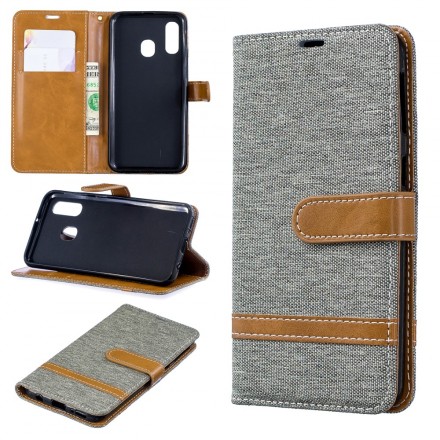 Funda de tela y efecto cuero para Samsung Galaxy A40 con colgante