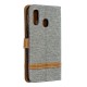 Funda de tela y efecto cuero para Samsung Galaxy A40 con colgante