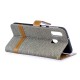 Funda de tela y efecto cuero para Samsung Galaxy A40 con colgante