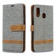 Funda de tela y efecto cuero para Samsung Galaxy A40 con colgante
