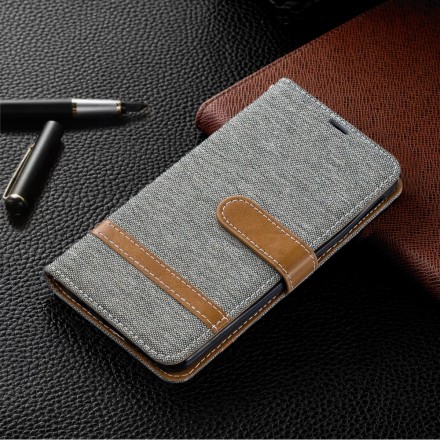 Funda de tela y efecto cuero para Samsung Galaxy A40 con colgante