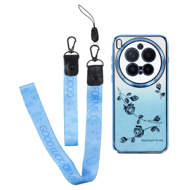 Vivo X300 Pro Funda con colgante
 de flores y strass