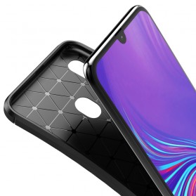 Samsung Galaxy A40 Funda blanda con textura de fibra de carbono