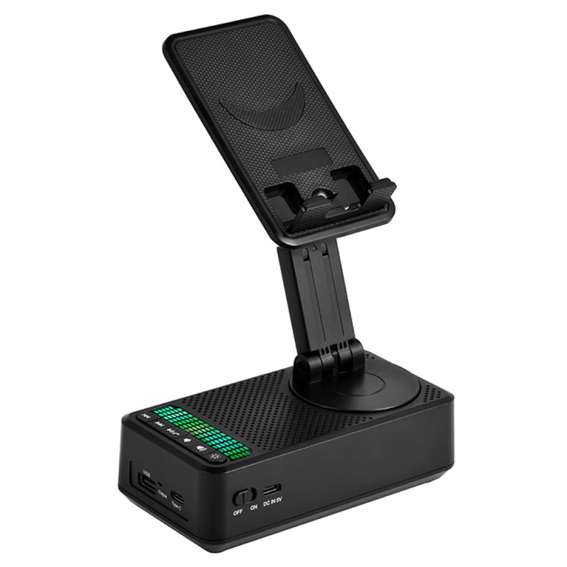 Soporte plegable para teléfono con altavoz Bluetooth y batería externa