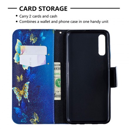 Funda de mariposa dorada para Samsung Galaxy A70 Funda de mariposa dorada para Samsung Galaxy A70