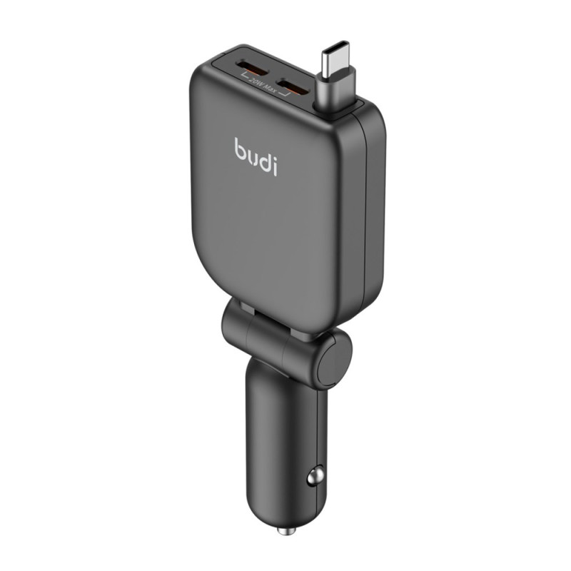 Cargador de coche plegable retráctil BUDI 50W Dual USB-C