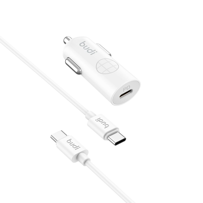 Cargador de coche USB-C de 33 W con cable Type-C BUDI de 1,2 m