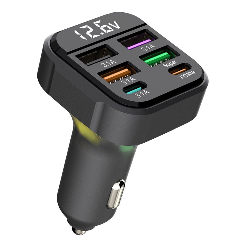 Cargador rápido para coche QC3.0 USB y Type-C