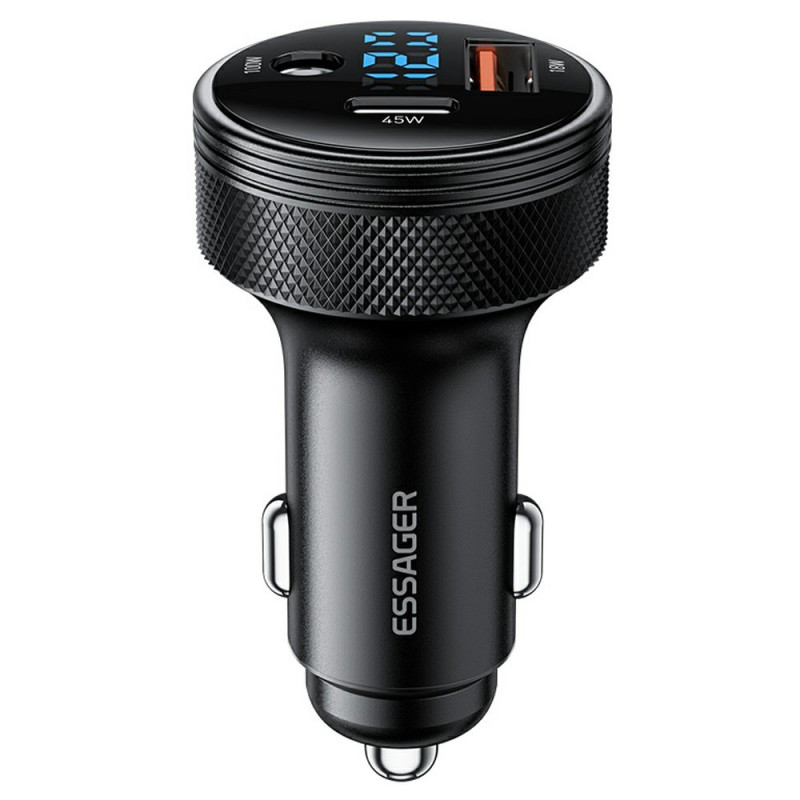 Cargador de coche multipuerto de 150 W (CC + USB) con comprobador de pantalla digital