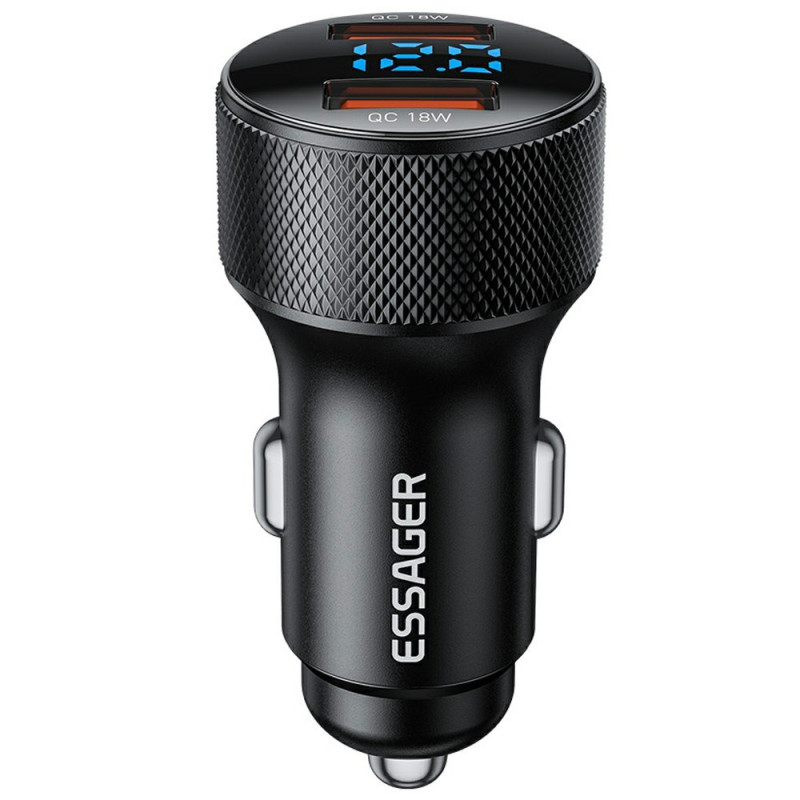 Cargador rápido de coche 36W PD/QC3.0 con comprobador de pantalla digital