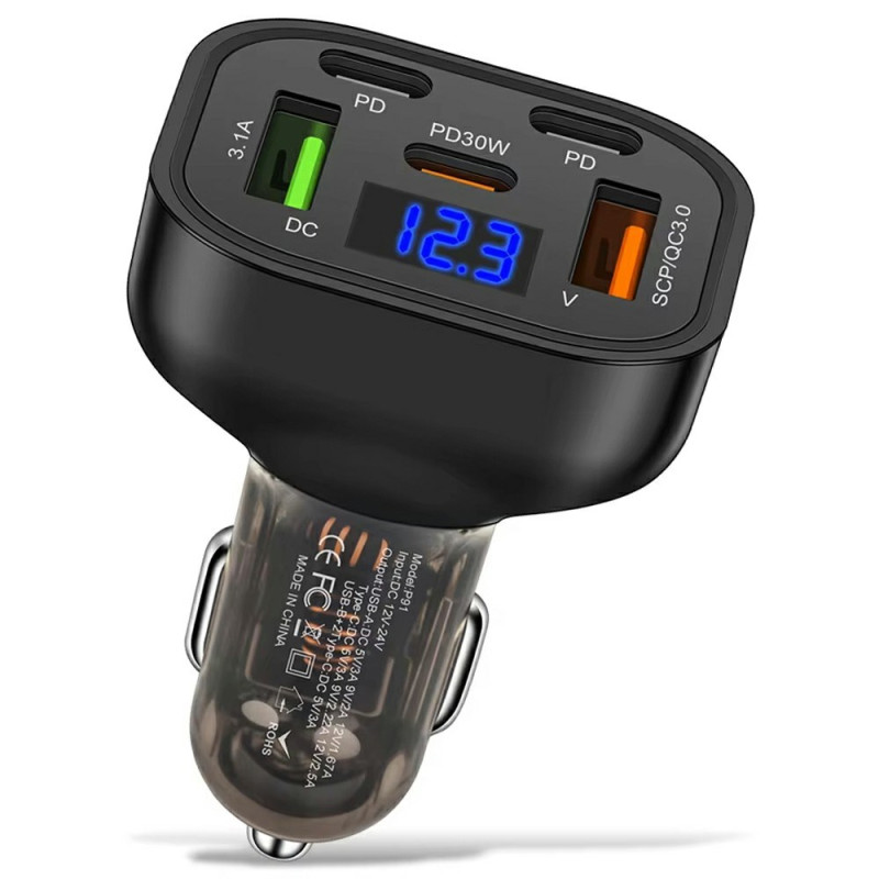 Cargador multipuerto 5 en 1 de 150 W (QC3.0/PD) Digital