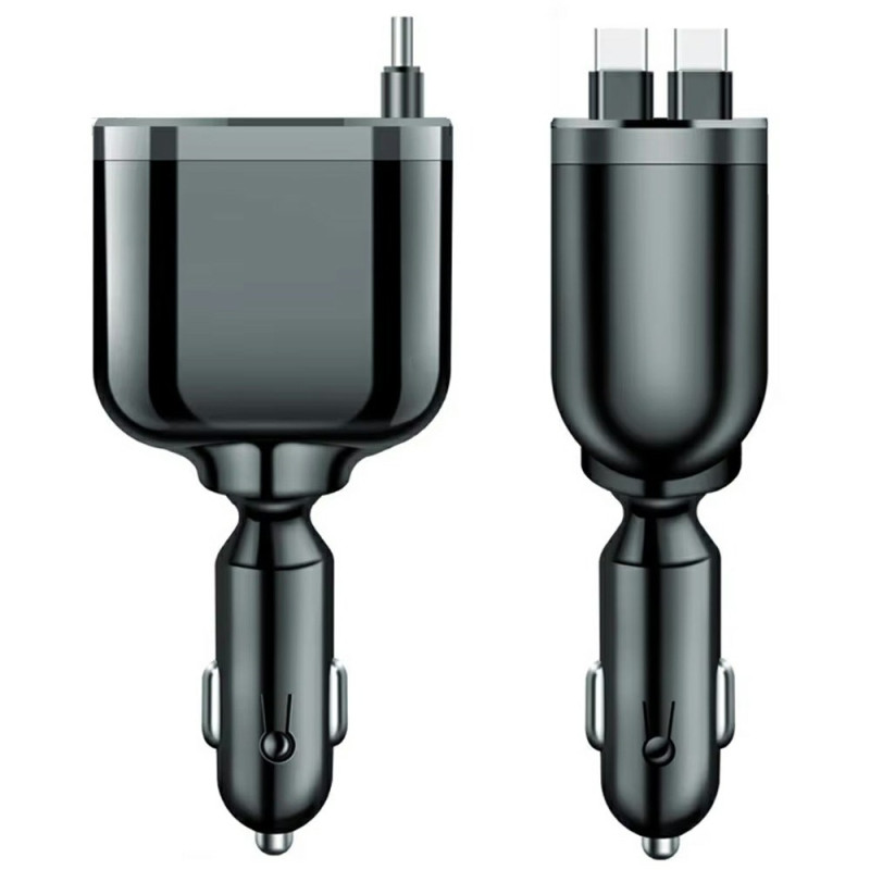 Cargador de coche con cable retráctil LED doble 5 en 1