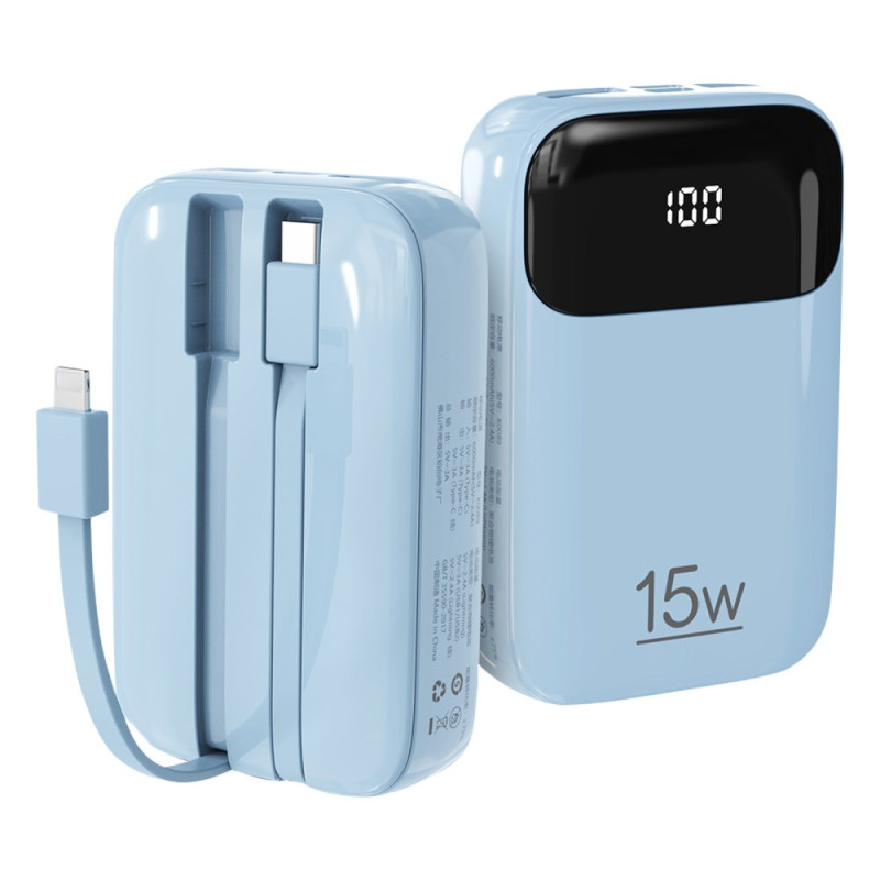 ROISKIN Batería externa 20000mAh con cables integrados