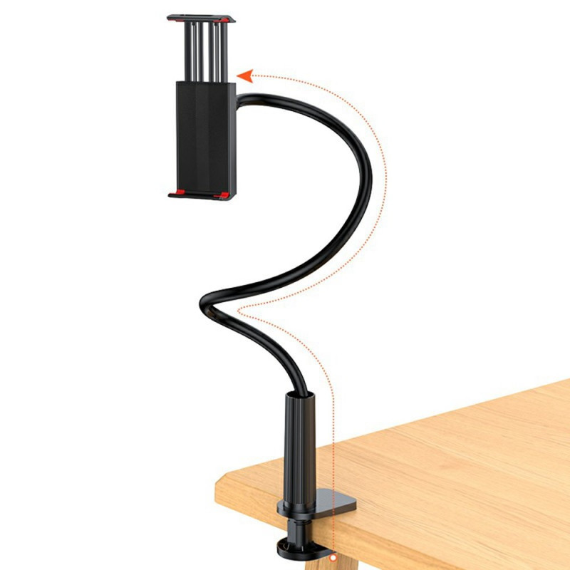 Soporte flexible y ajustable para teléfono y tableta con pinza de escritorio