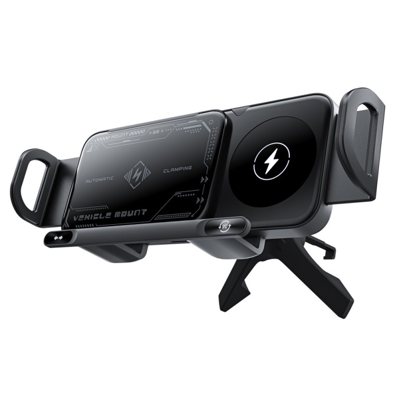 Soporte para teléfono de coche con cargador inalámbrico giratorio de 15 W