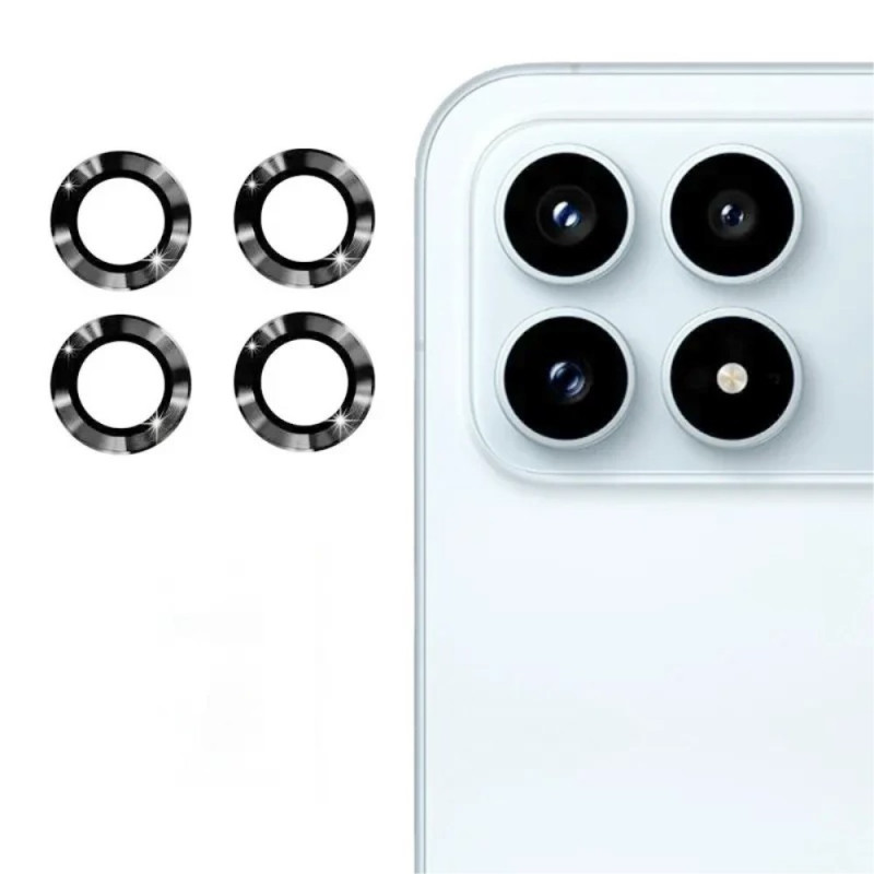 Lente protectora de cristal templado para Poco F8 Pro Anillos de metal