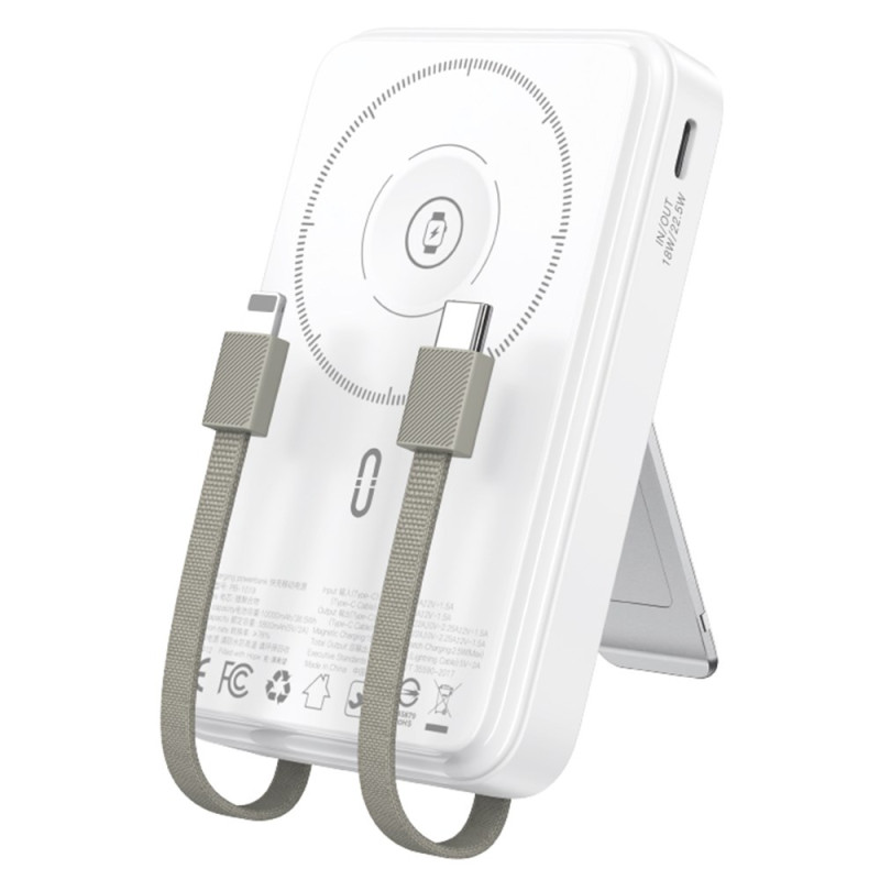 Batería externa magnética de carga rápida con soporte y cable integrado TOTU