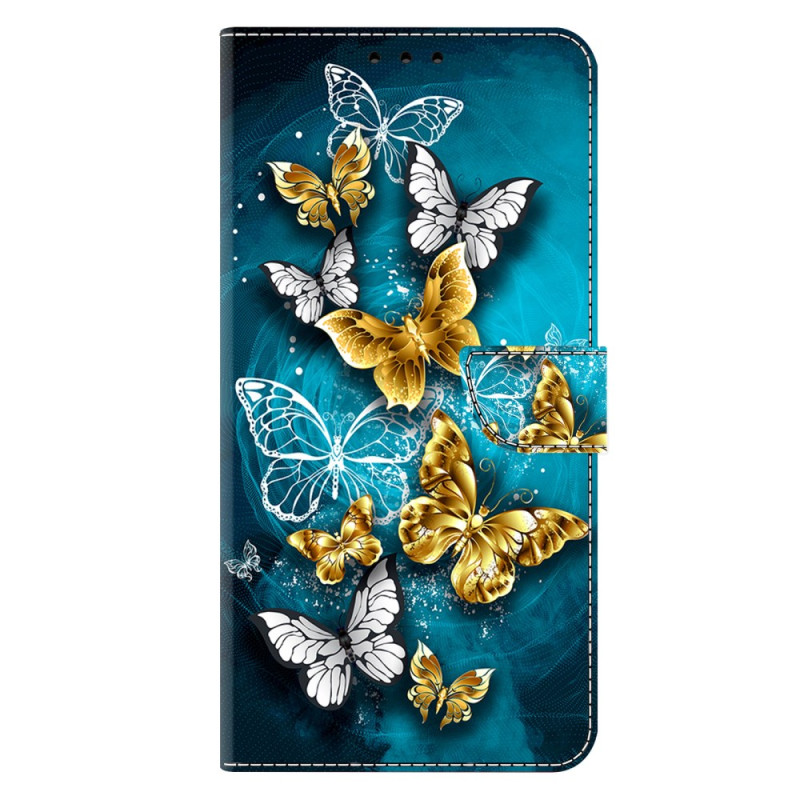 Samsung Galaxy S26 Plus 5G Funda Mariposa Oro sobre Verde