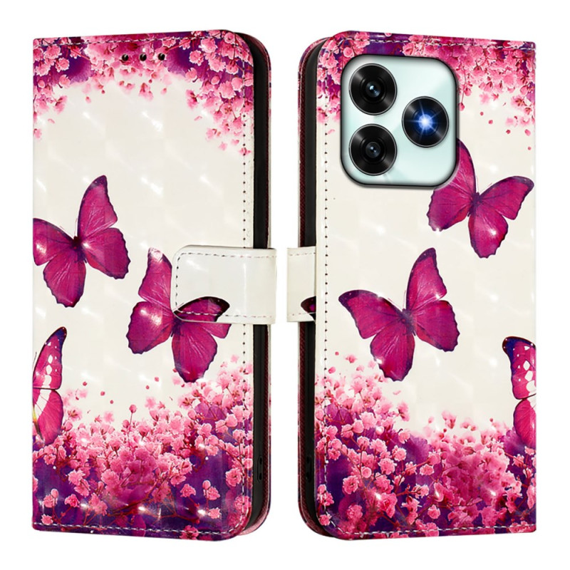Honor X5c Plus Funda Mariposa Rosa